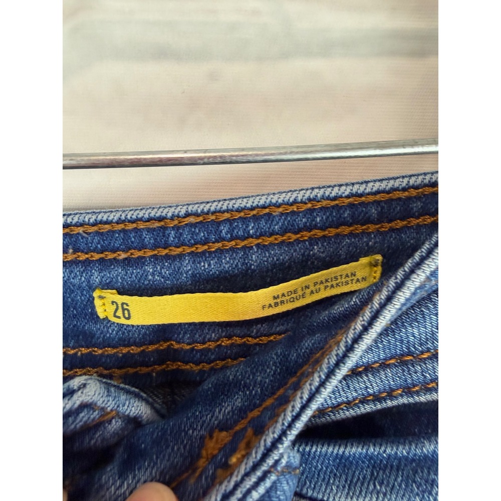 Maeve Anthropologie High Rise Wide Leg Raw Hem Jeans Medium Wash Blue Size 26 - Picture 5 of 7